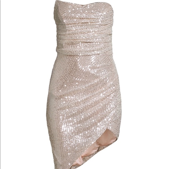 NWT Lavish Alice Stretch Sequin Bandeau Wrap Dress - Picture 3 of 7